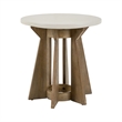 Pemberly Row Round Pedestal End Table with Fan Style Base in Linen and Khaki