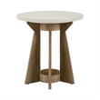 Pemberly Row Round Pedestal End Table with Fan Style Base in Linen and Khaki