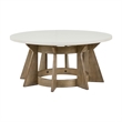 Pemberly Row Round Pedestal Cocktail Table in Rubberwood Linen & Khaki Finish