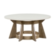 Pemberly Row Round Pedestal Cocktail Table in Rubberwood Linen & Khaki Finish