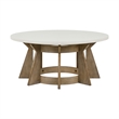 Pemberly Row Round Pedestal Cocktail Table in Rubberwood Linen & Khaki Finish