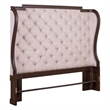 Pemberly Row Queen Upholstered Shelter Headboard with Tufted Panel in Brown