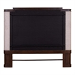 Pemberly Row Queen Upholstered Shelter Headboard with Tufted Panel in Brown
