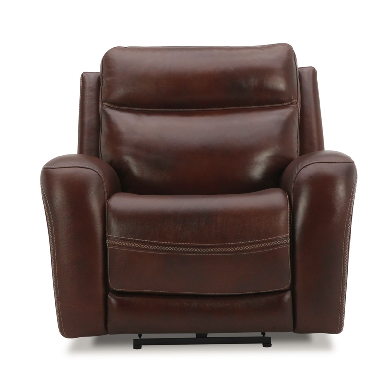 Pemberly Row Zero Gravity Power Reclining Sofa and Recliner in Cognac Leather