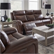 Pemberly Row Zero Gravity Power Reclining Sofa and Recliner in Cognac Leather