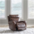 Pemberly Row Zero Gravity Power Reclining Sofa and Recliner in Cognac Leather