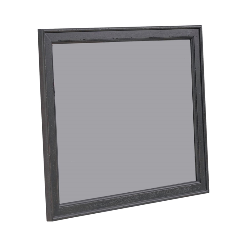 Pemberly Row Landscape Mirror with Beveled Edge in Dusty Taupe and Black