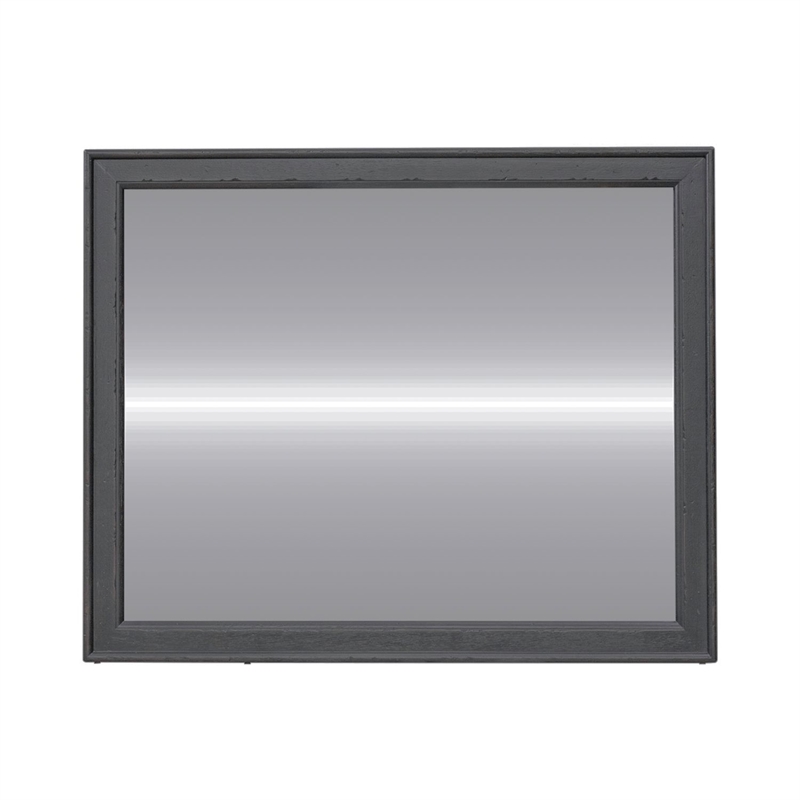 Pemberly Row Landscape Mirror with Beveled Edge in Dusty Taupe and Black