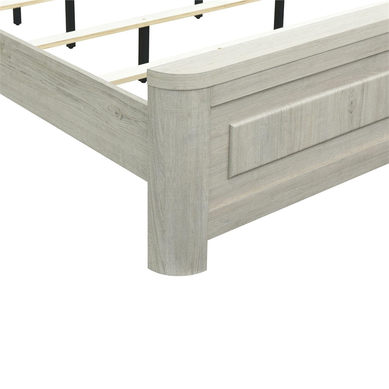 Pemberly Row King Panel Bed with Rounded Pilasters and Overlay Panels in White