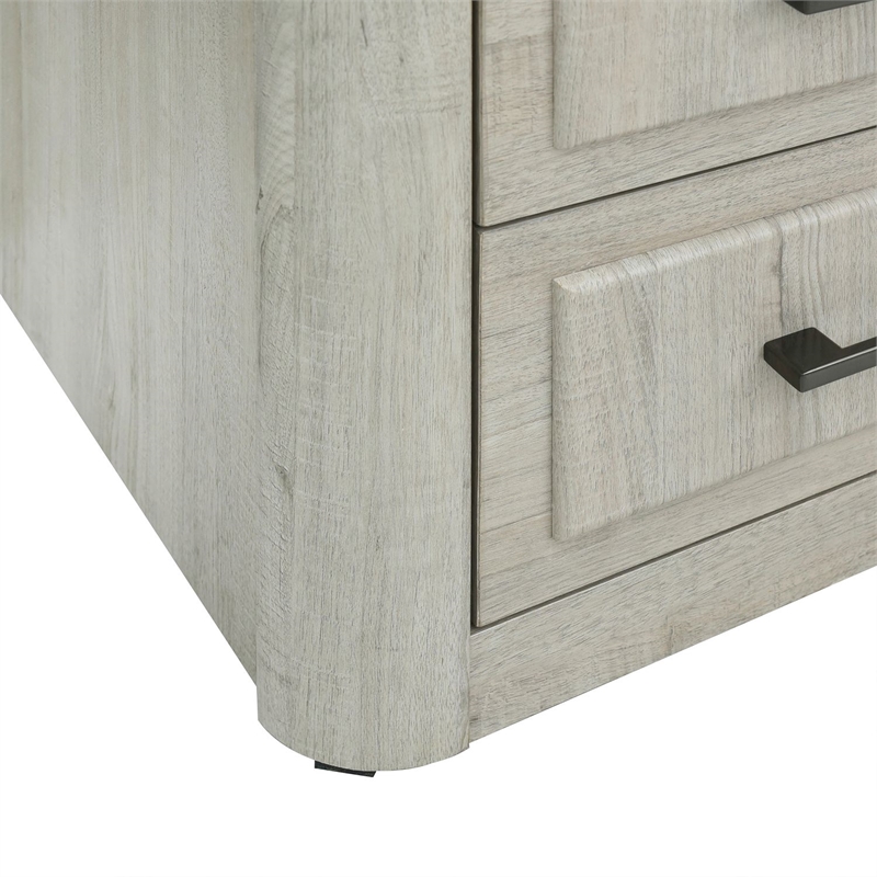 Pemberly Row Bedroom Nightstand with Charging Station in Natural White