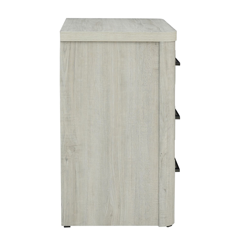 Pemberly Row Bedroom Nightstand with Charging Station in Natural White