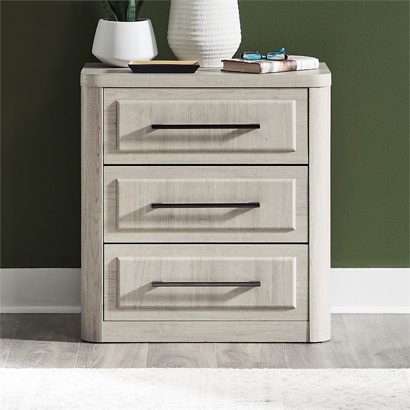 Pemberly Row Bedroom Nightstand with Charging Station in Natural White