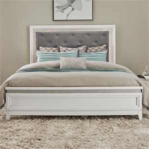 Pemberly Row Queen Upholstered Panel Headboard with LED Lights in White