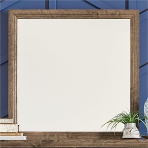 Pemberly Row Square Mirror with Canted Moldings in Cobblestone Finish