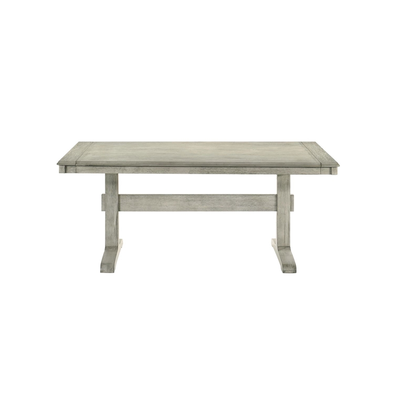 Pemberly Row Dining Trestle Table with 2 Removable Leaves in White
