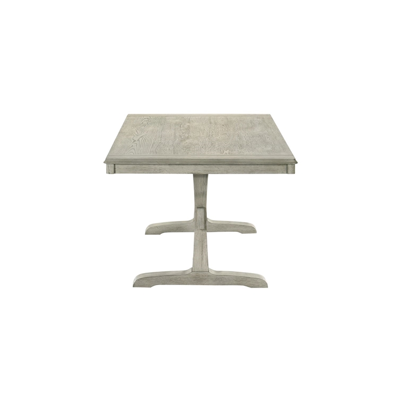 Pemberly Row Dining Trestle Table with 2 Removable Leaves in White