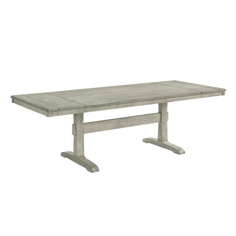 Pemberly Row Dining Trestle Table with 2 Removable Leaves in White