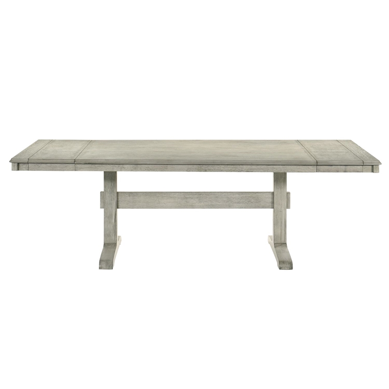 Pemberly Row Dining Trestle Table with 2 Removable Leaves in White