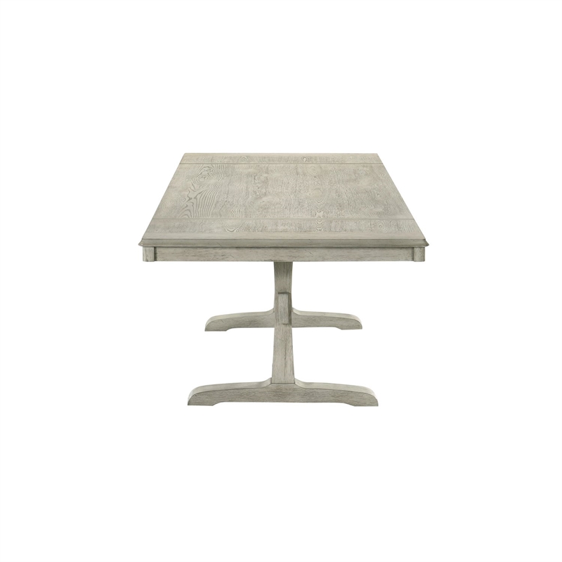Pemberly Row Dining Trestle Table with 2 Removable Leaves in White