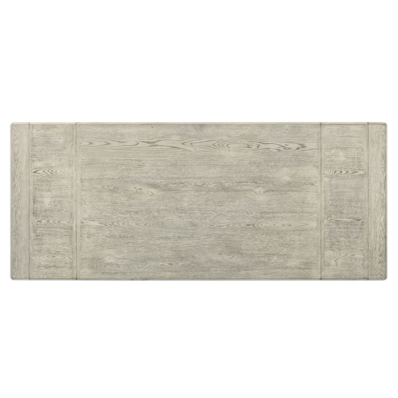 Pemberly Row Dining Trestle Table with 2 Removable Leaves in White