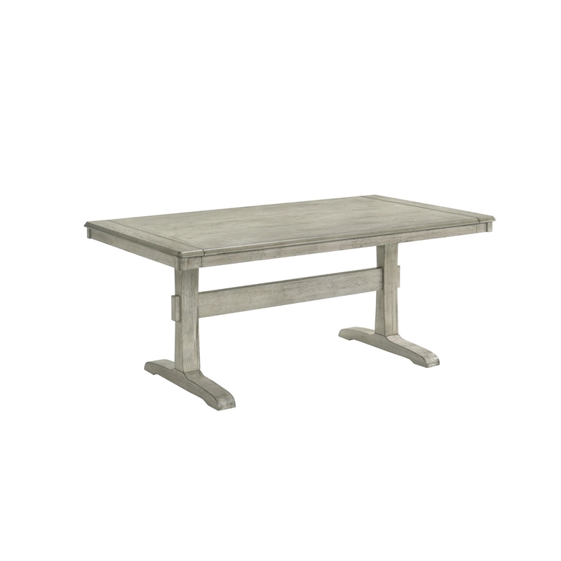 Pemberly Row Dining Trestle Table with 2 Removable Leaves in White