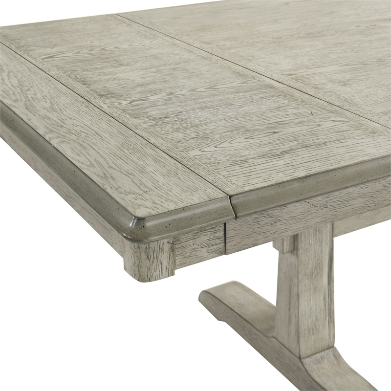 Pemberly Row Dining Trestle Table with 2 Removable Leaves in White