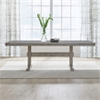 Pemberly Row Dining Trestle Table with 2 Removable Leaves in White