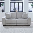 Pemberly Row Sofa Loveseat and Recliner Power Set in Smoke Gray Fabric