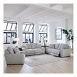 Pemberly Row Sofa Loveseat and Recliner Power Set in Smoke Gray Fabric