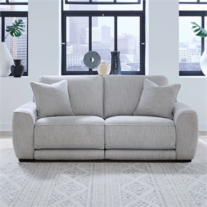 Pemberly Row Power Reclining Sofa with Throw Pillows in Smoke Gray