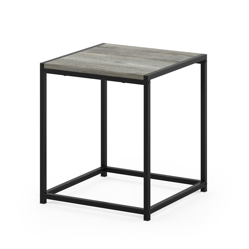 Pemberly Row Metal Frame Nightstand Toolless Side Table in French Oak Grey