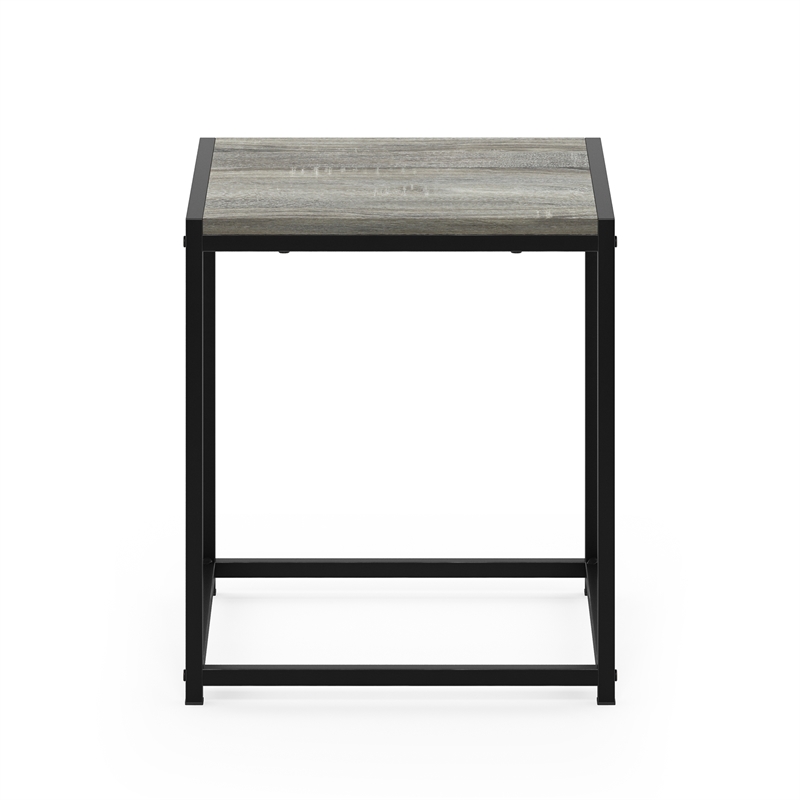 Pemberly Row Metal Frame Nightstand Toolless Side Table in French Oak Grey