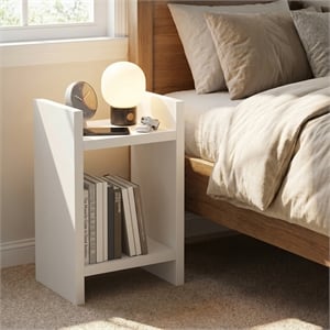 Pemberly Row 2-Tier Open Bedside Table 1.2-Inch Extra Thick Frame in White