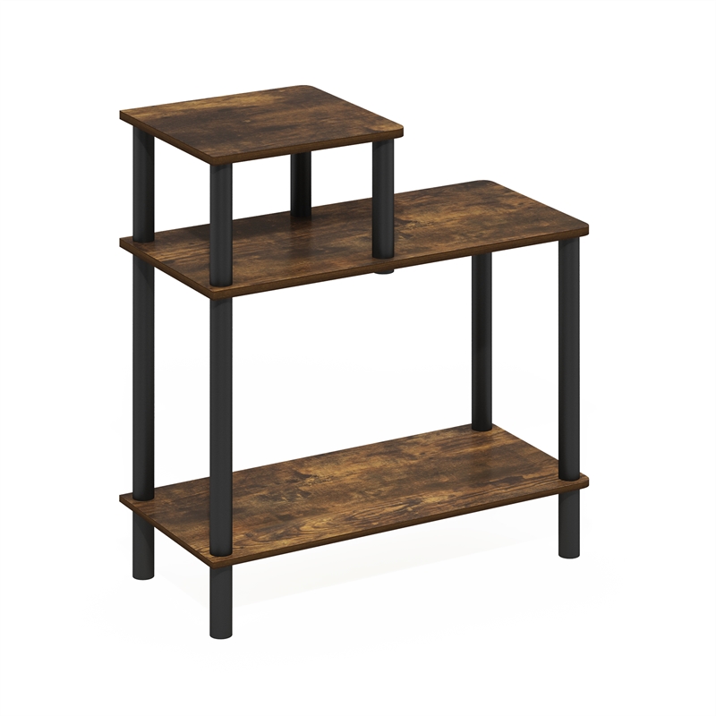 Pemberly Row 3-Tier Open Nightstand Toolless Side Table in Amber Pine