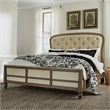 Pemberly Row Queen Shelter Bed with Button Tufted Headboard in Brown