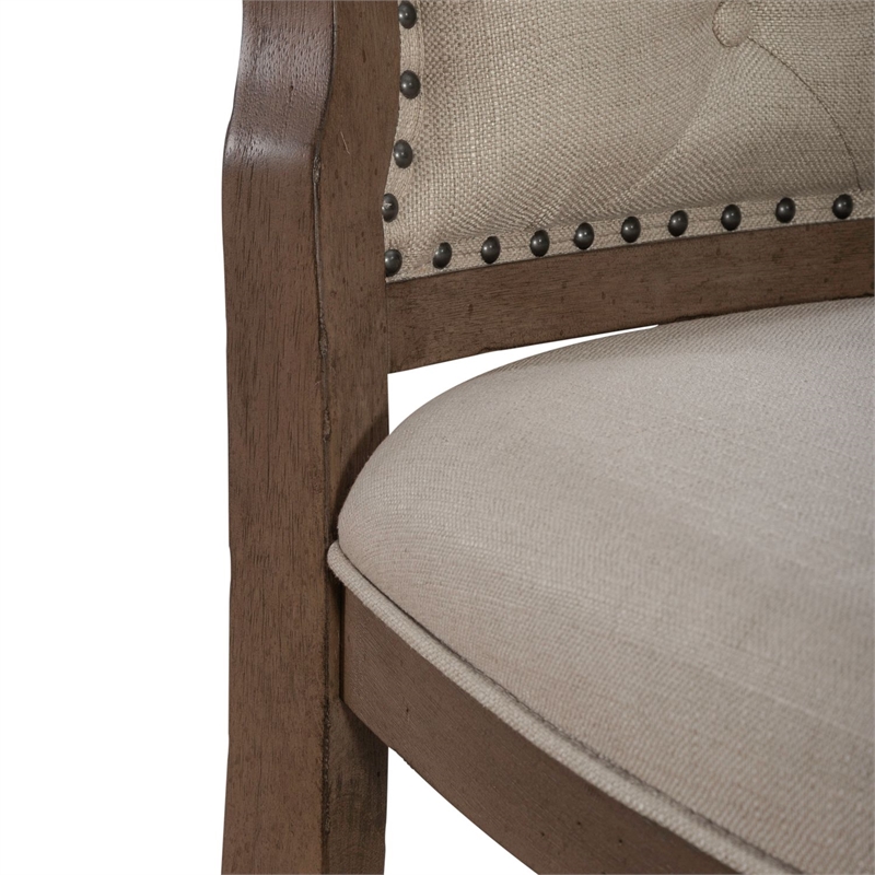 Pemberly Row 7 Piece Leg Table Dining Set with Tufted Chairs in Brown