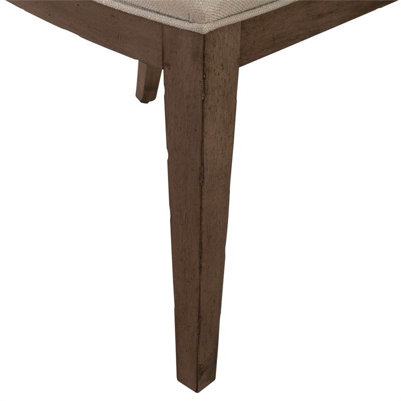 Pemberly Row 7 Piece Leg Table Dining Set with Tufted Chairs in Brown