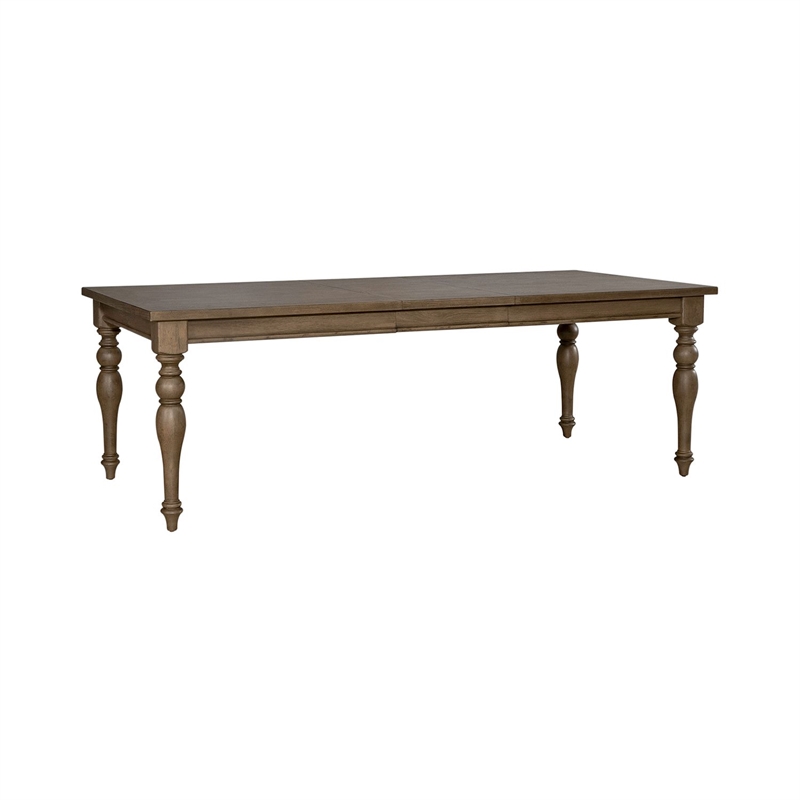 Pemberly Row 7 Piece Leg Table Dining Set with Tufted Chairs in Brown