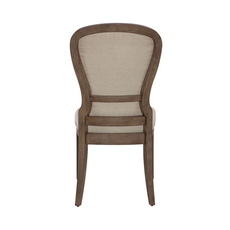Pemberly Row 7 Piece Leg Table Dining Set with Tufted Chairs in Brown