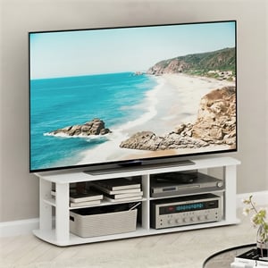 Pemberly Row 3-Tier TV Center Soft Edges for TV up to 50 Inch in White