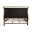 Pemberly Row Queen Sleigh Bed with Button Tufted Upholstery in Brown