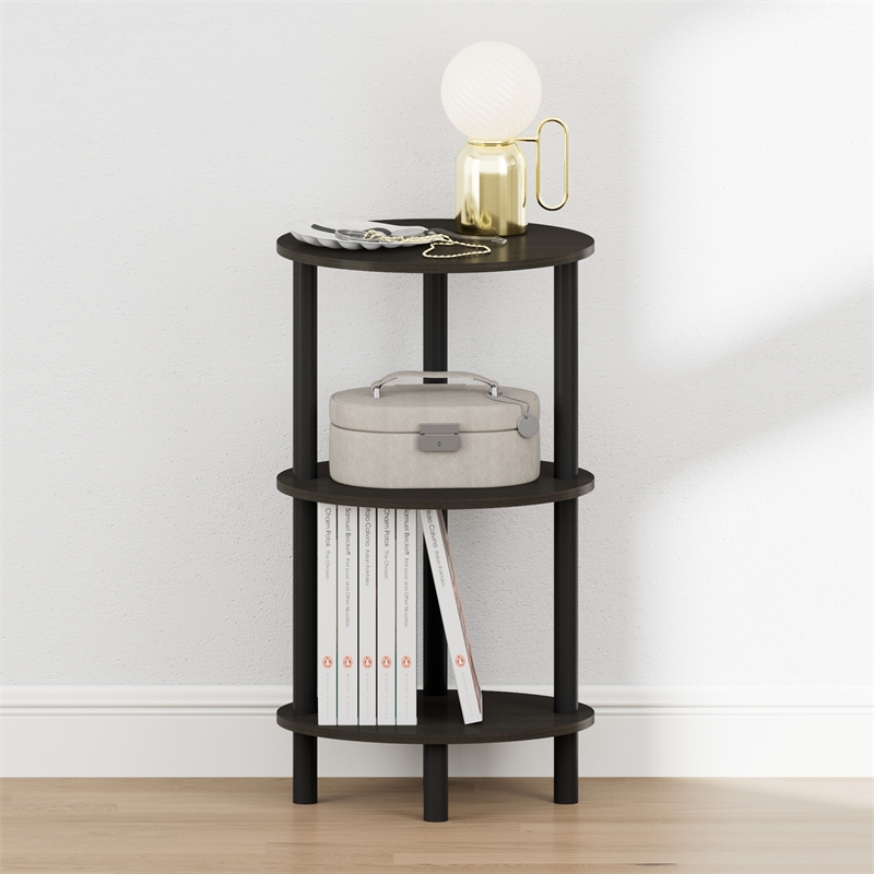 Pemberly Row 3-Tier Toolless Oval Nightstand Side Table in Espresso