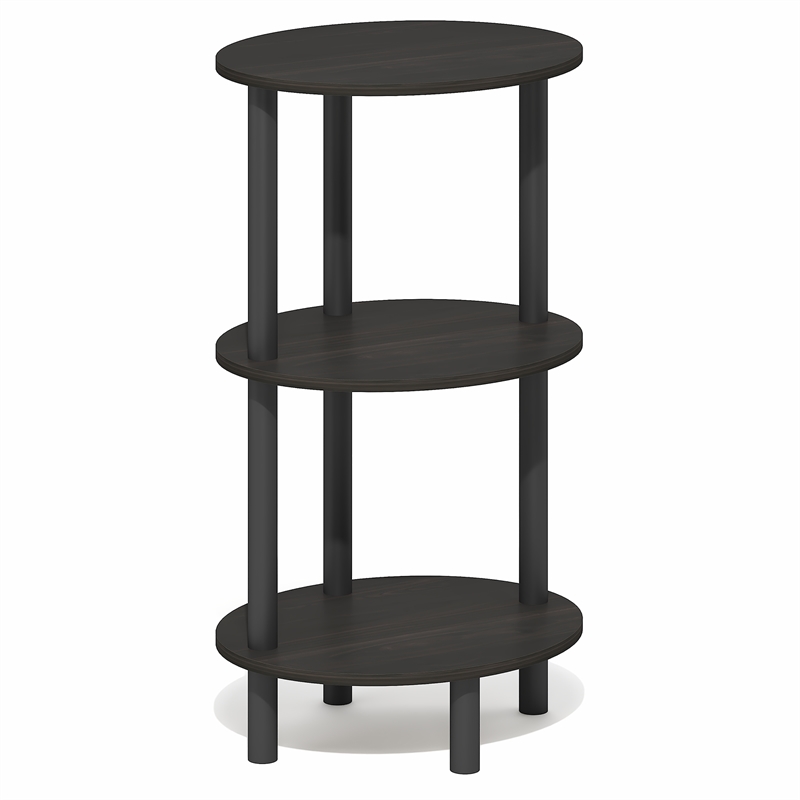 Pemberly Row 3-Tier Toolless Oval Nightstand Side Table in Espresso
