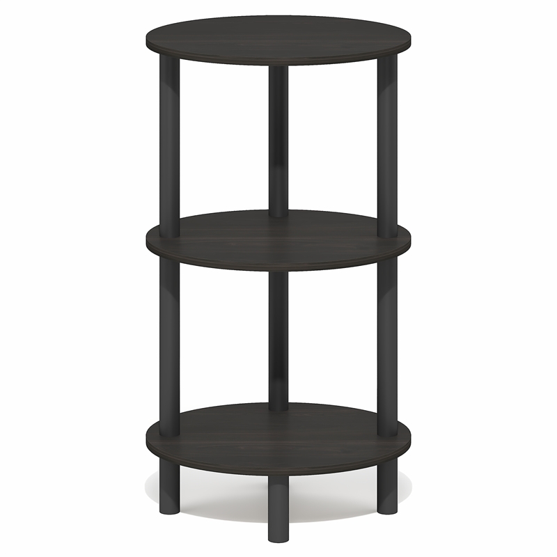 Pemberly Row 3-Tier Toolless Oval Nightstand Side Table in Espresso