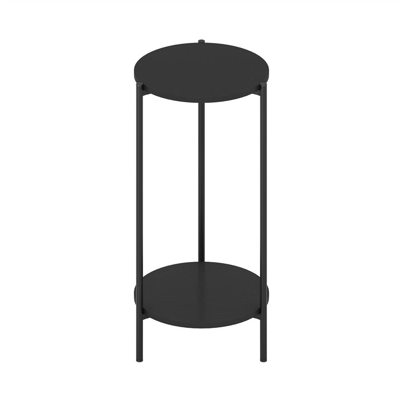 Pemberly Row 2-Tier Round Plant Stand Metal Flower Pot Stand in Americano
