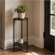 Pemberly Row 2-Tier Round Plant Stand Metal Flower Pot Stand in Americano