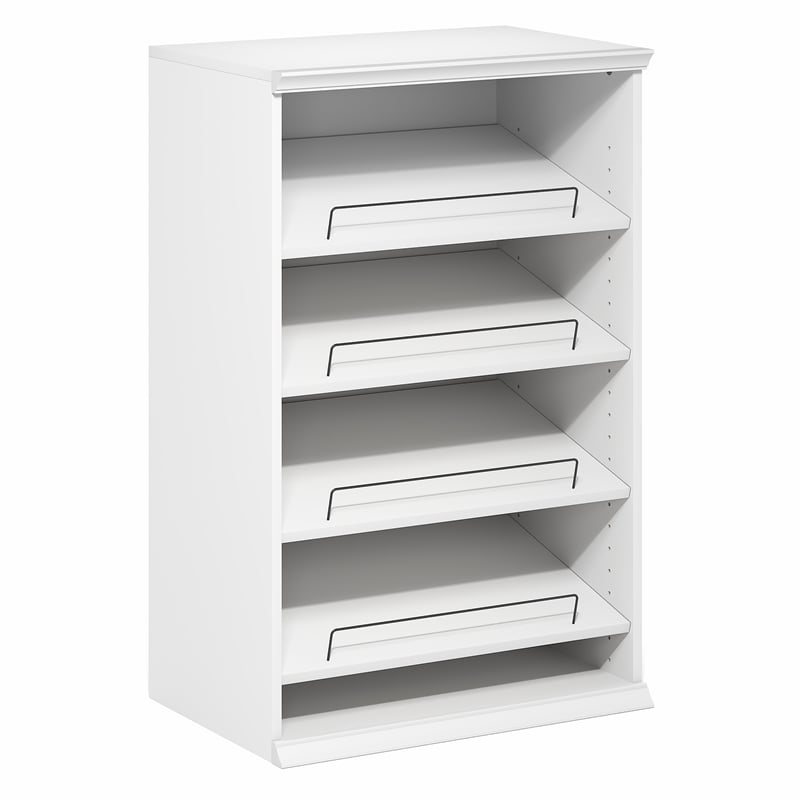 Pemberly Row 4-Tier Stackable Shoe Rack with Adjustable Angled Shelves in White