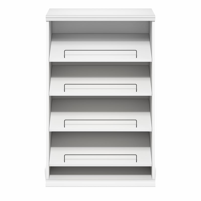 Pemberly Row 4-Tier Stackable Shoe Rack with Adjustable Angled Shelves in White