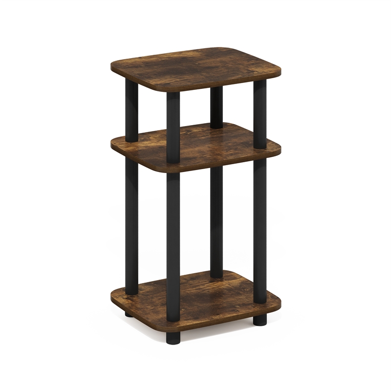 Pemberly Row 3-Tier Turn-N-Tube Nightstand Round Curve Corner in Amber Pine