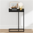 Pemberly Row C-shape Metal Frame Nightstand Side Table in Americano